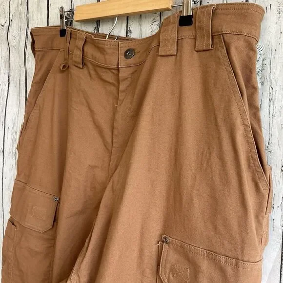 Duluth Trading Mens Flex Fire Hose Pants Size 40x29 Relaxed Fit Khaki Workwear - Picture 3 of 13
